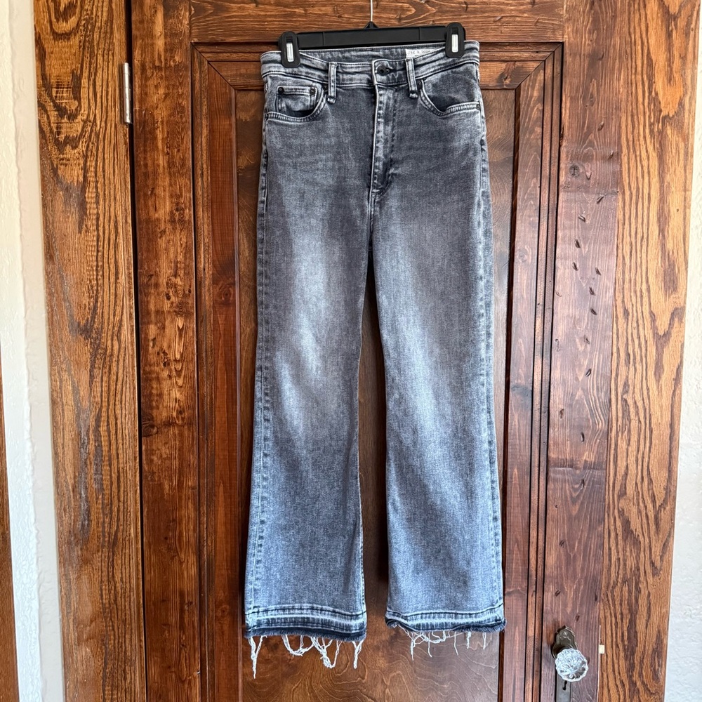 rag & bone Grey Casey High-Rise Wide Leg Jeans - Size 28